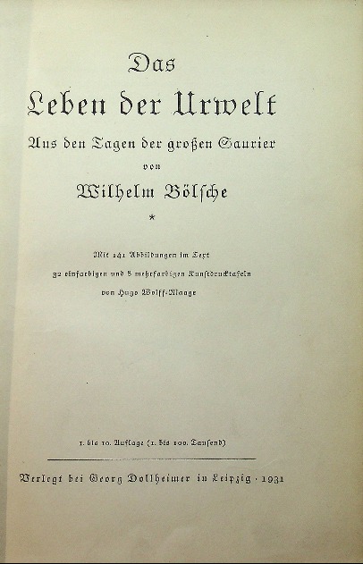 Das leben der urwelt 1931r.