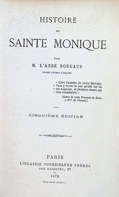 Histoire de Sainte Monique 1872 r.