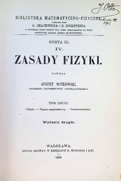 Zasady fizyki Tom IV 1908 r.