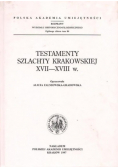 Testamenty Szlachty Krakowskiej XVII - XVIII wieku
