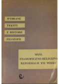 Myśl filozoficzno religijna reformacji XVI wieku