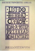 List do Hebrajczyków Tom X wstęp przekład komentarz