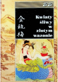 Kwiaty śliwy w złotym wazonie