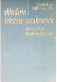 Składnia tekstów naukowych Dyscypliny humanistyczne