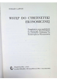 Wstęp do cybernetyki ekonomicznej