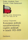 Koncepcje polityki narodowościowej rządów polskich w latach 1921 - 1939