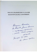 Wpływy filozoficzne w analizie egzystencjalnej i logoterapii