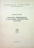 Krytyka demokracji w filozofii politycznej Platona