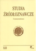 Studia źródłoznawcze tom XLIII
