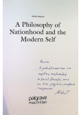A Philosophy of Nationhood and the Modern Self