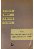 Myśl filozoficzno religijna reformacji XVI wieku