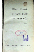 Pozwolenie na przywóz lwa