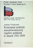 Koncepcje polityki narodowościowej rządów polskich w latach 1921 - 1939