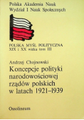 Koncepcje polityki narodowościowej rządów polskich w latach 1921 - 1939