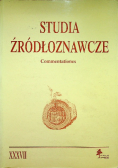 Studia źródłoznawcze Tom XXXVII