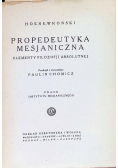Propedeutyka mesjaniczna, 1934 r.