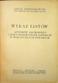 Wykaz Listów autorów Zachodnio i Południowosłowiańskich w bibliotekach polskich