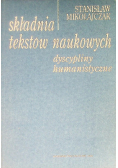 Składnia tekstów naukowych Dyscypliny humanistyczne