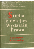 Studia z dziejów wydziału prawa