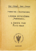 Księga ostrzeżenia Podlasianka Święta Pani Fulla Horak
