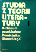Studia z teorii literatury Tom I