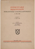 Inwentarz rękopisów Biblioteki Jagiellońskiej Nr 7001-8000 Część I