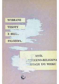 Myśl filozoficzno - religijna reformacji XVI wieku