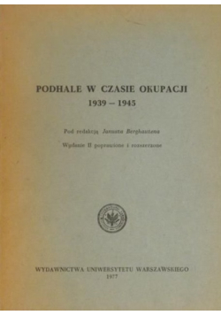 Podhale w czasie okupacji 1939-1945