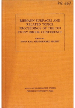 Riemann surfaces and related topics proceedings of the 1978 Stony Brook conference