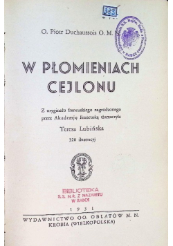 W Płomieniach Cejlonu 1931r.