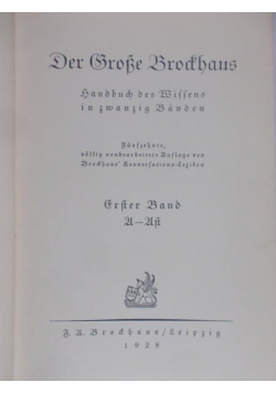 Der Grosse Brockhaus, Tom I, A - Ast, 1928 r.