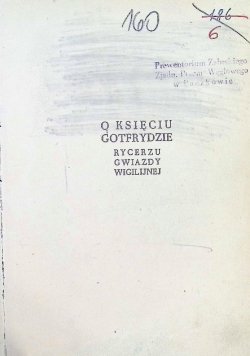 O księciu Gotfrydzie rycerzu Gwiazdy Wigilijnej  1938 r.