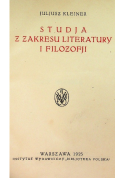 Studja z zakresu literatury i filozofji 1925r.