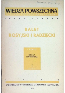 Balet rosyjski i radziecki Zeszyt I 1950 r.
