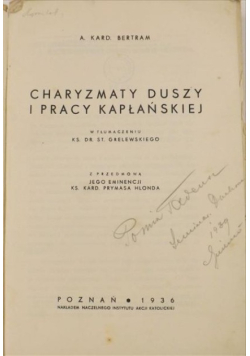 Charyzmaty Duszy i Pracy Kapłańskiej 1936 r.