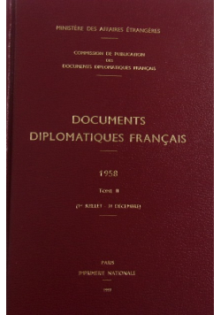 Documents Diplomatiques Francais tome II, 1958