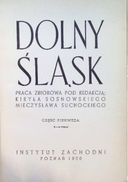 Dolny Śląsk Sosnowski Tom 1 1950 r.