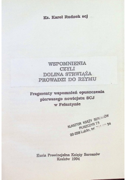 Wspomnienia czyli dolina strwiąża prowadzi do Rzymu