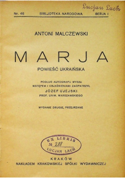 Marja Powieść ukraińska 1925 r.