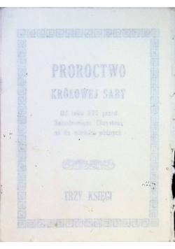 Proroctwo Królowej Saby Trzy Księgi