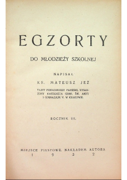 Egzorty do młodzieży szkolnej 1932 r.