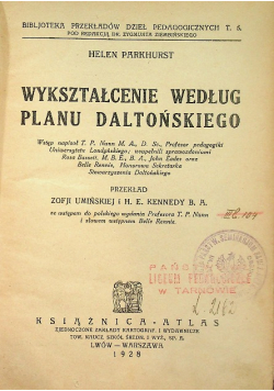 Wykształcenie według planu daltońskiego 1928 r.