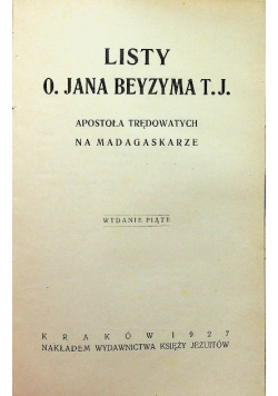 Listy O Jana Beyzyma T J 1927 r.