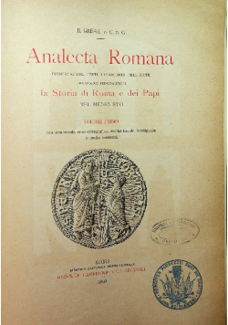 Analecta Romana Tom I 1899 r.