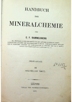Handbuch der Mineralchemie II Specieller Thell, 1875 r.