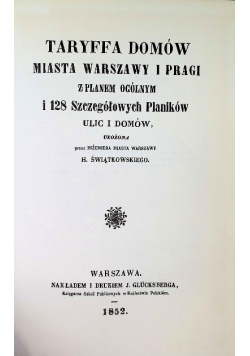 Taryffa domów miasta Warszawy i Pragi