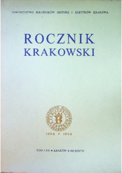 Rocznik krakowski. Tom LXII