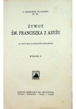 Żywot św Franciszka z Asyżu 1926 r.