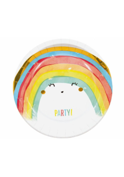 Talerzyki papierowe Rainbow Party 23cm 8szt