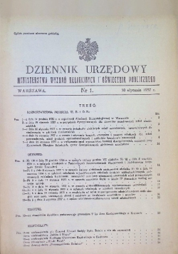 Dziennik Urzędowy Ministerstwa Wyznań Religijnych i Oświecenia Publicznego, nr 1, 1937 r.